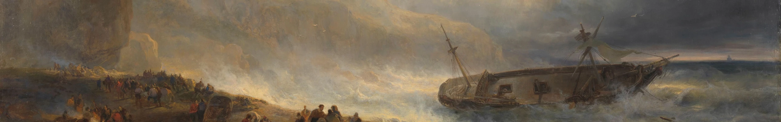 Wijnand Nuijen: Schipbreuk op een rotsachtige kust (ca. 1837)